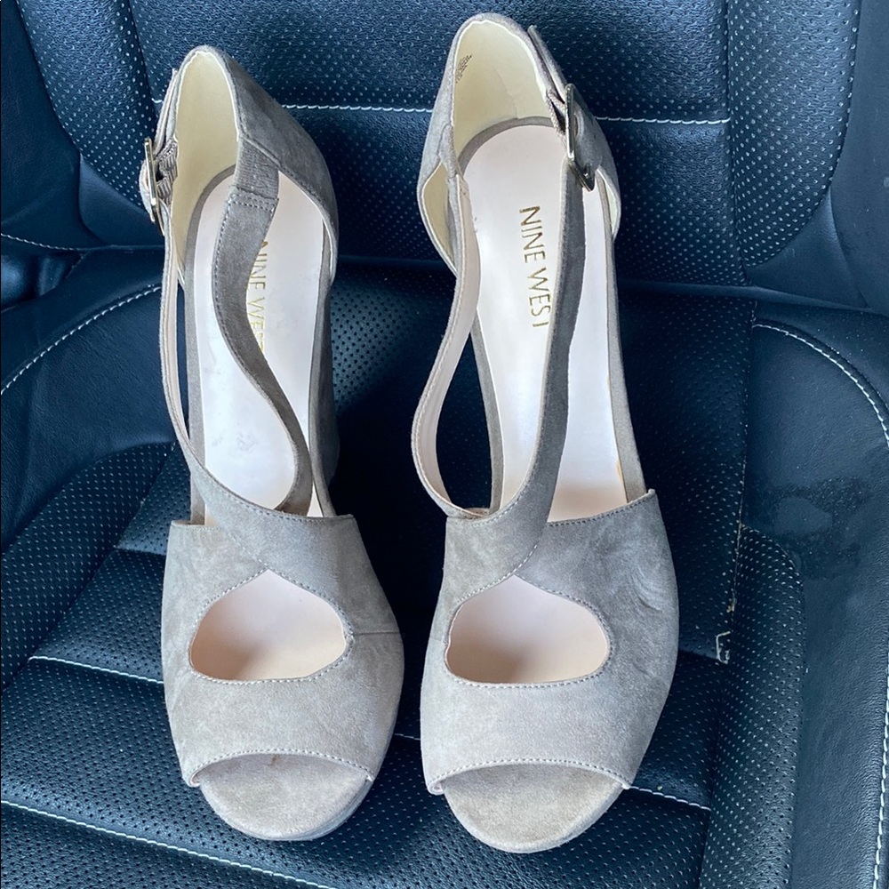 Nine West Gray D'Orsay Heels with Open Toe New W/O Tag